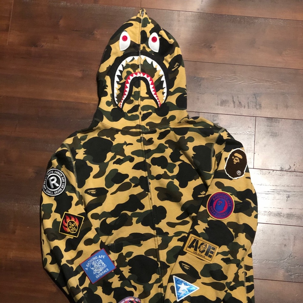 Bape 1st Camo Multi Logo Shark Full Zip Hoodie